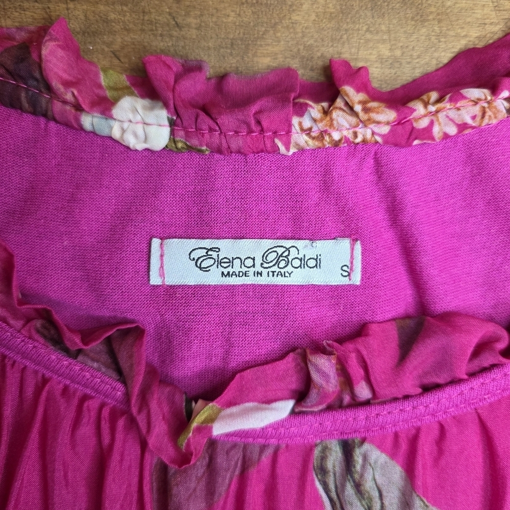 Elena Baldi Italian Silk Foral Sundress – Size S – Fuchsia - Picture 7 of 7